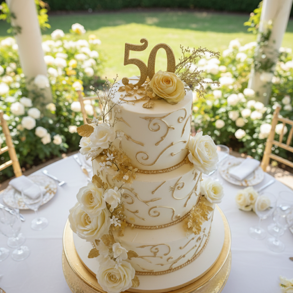 White Floral Celebration Cake