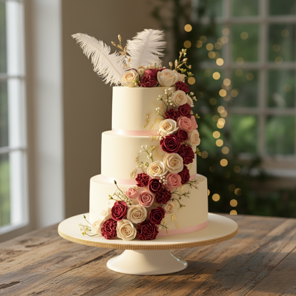 Floral Engagement Cake