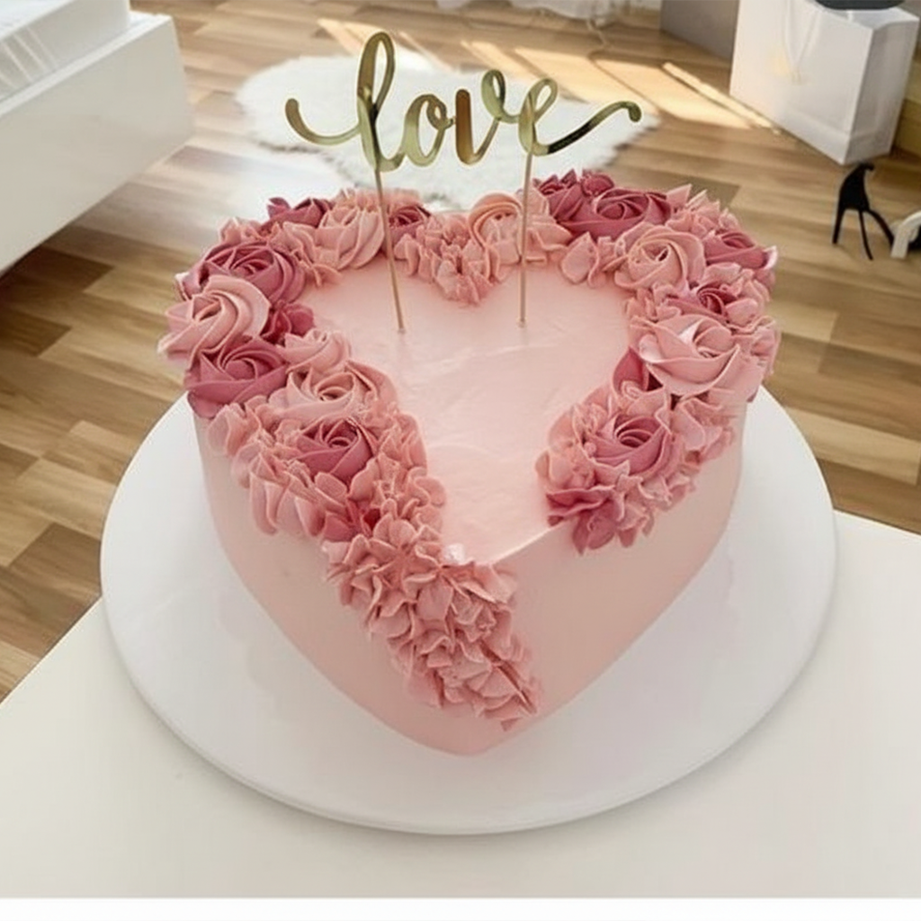 Strawberry Floral Engagement Cake