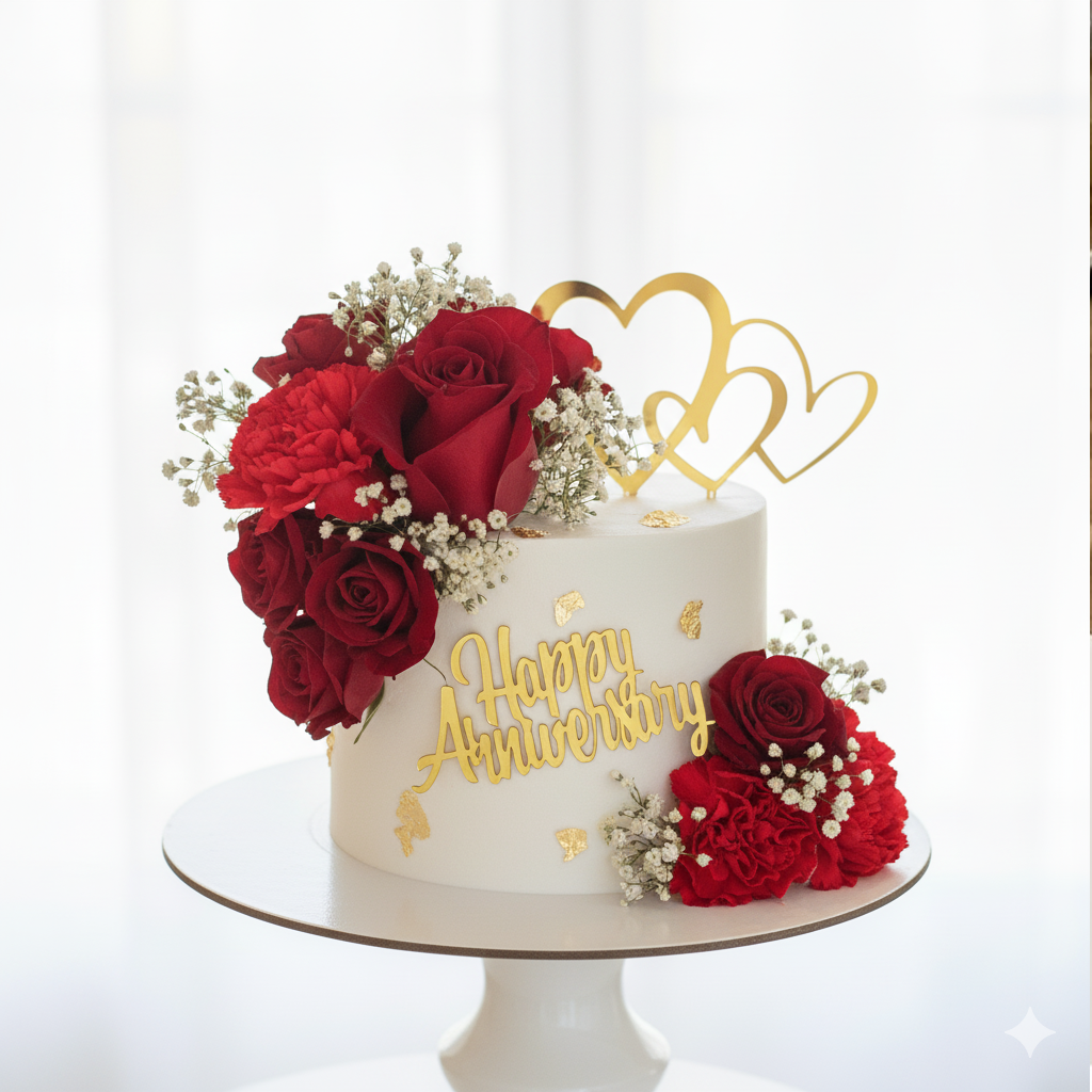 Red Roses & Vanilla Engagement Cake