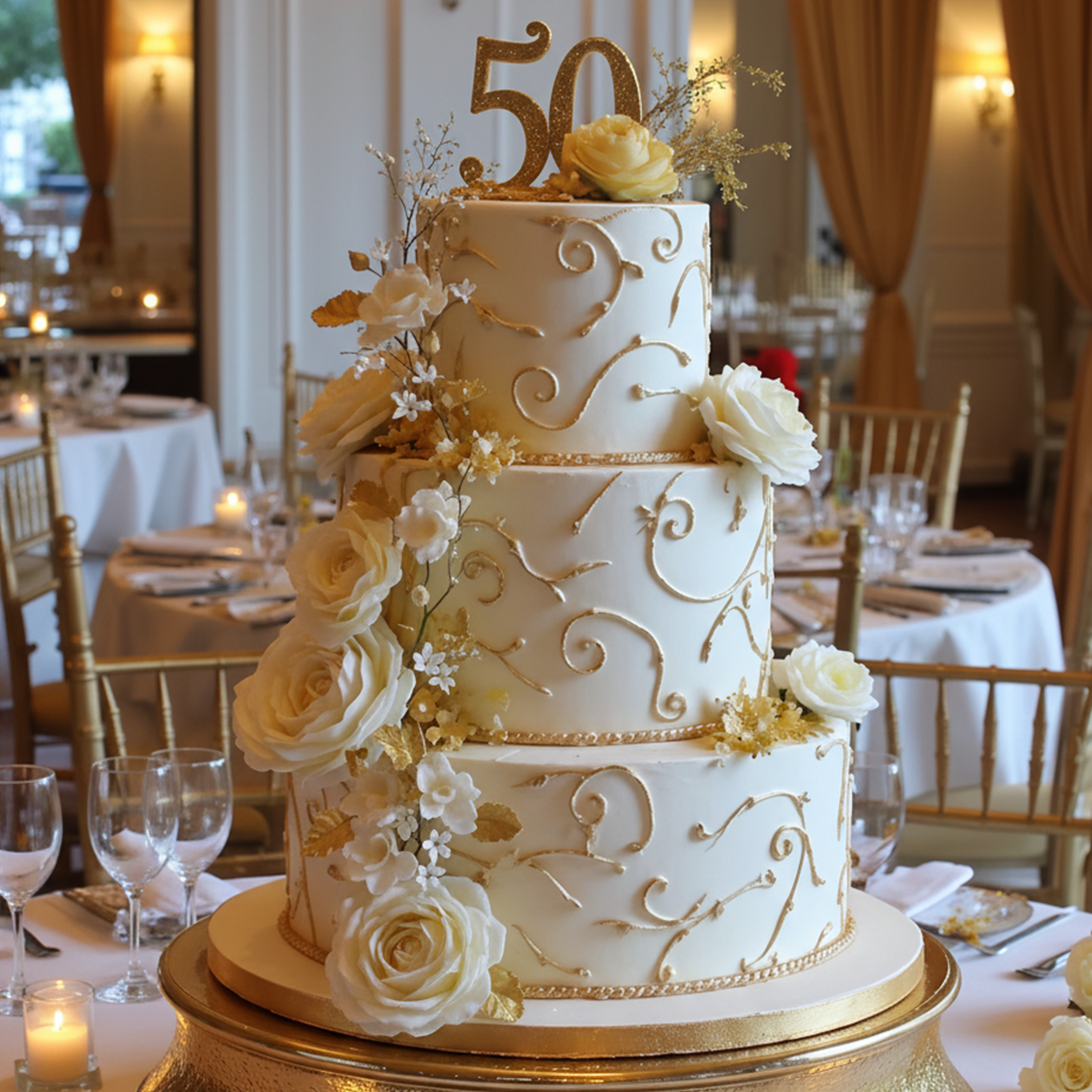 White Floral Celebration Cake